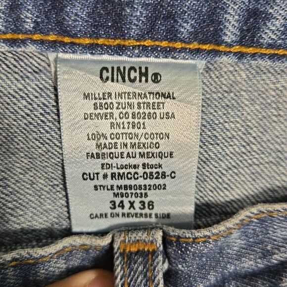 CINCH Bronze Men's Slim Mid Rise Western Denim Jeans MB90532002 Size 34x36 - Picture 3 of 10